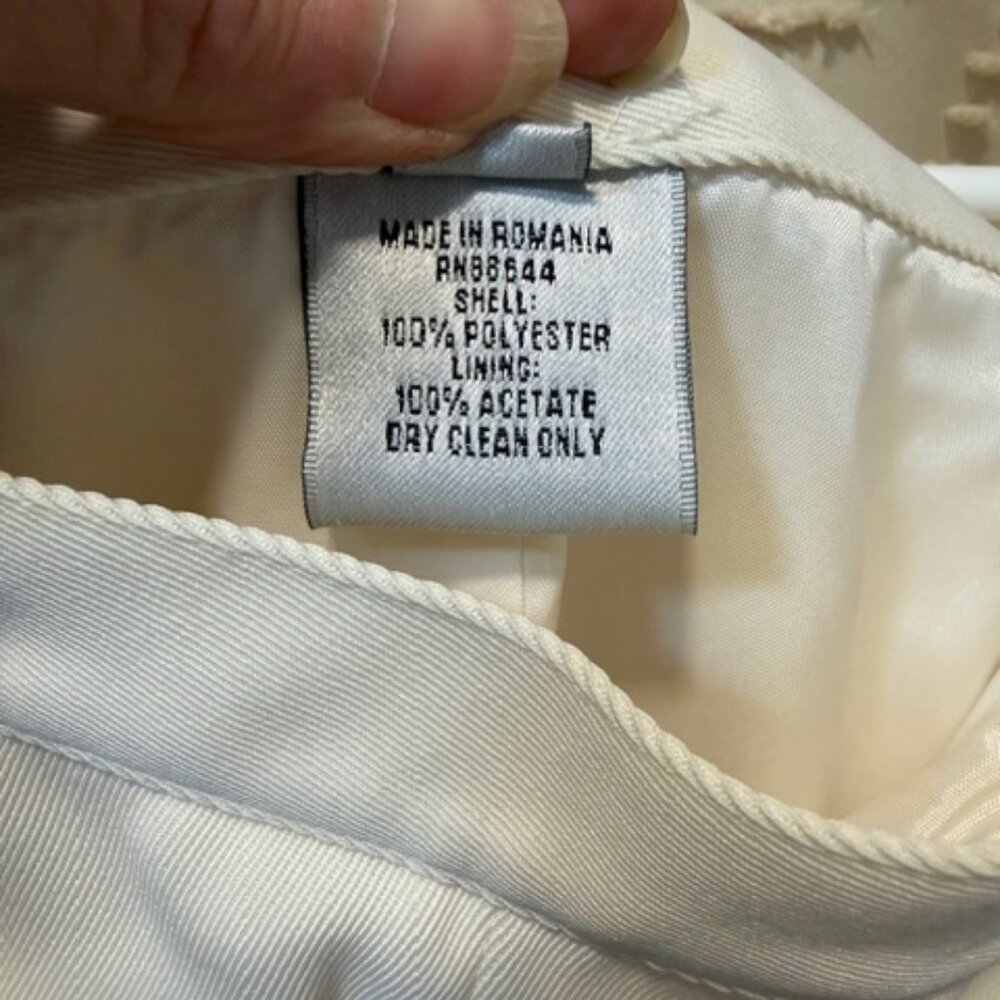 John Meyer Norwich Pantsuit 14 Ivory Vintage 90s Lined Made Romania - Picture 9 of 16